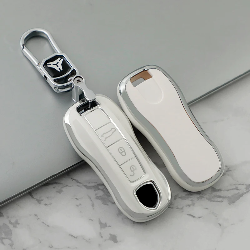Dla Porsche Macan Boxster Panamera Cayman Cayenne 718 971 911 9YA 970 981 996 92A 2017 etui z TPU Fob obudowa kluczyka do samochodu z pilotem pokrywa