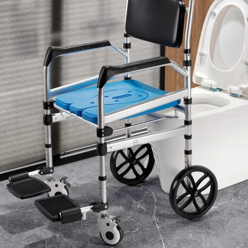 Elderly Specific Toilet Seat Mobile Folding Disabled Patient Indoor Wheelchair Shower Bathroom Chair Taburete Klappstuhl 접의식의자