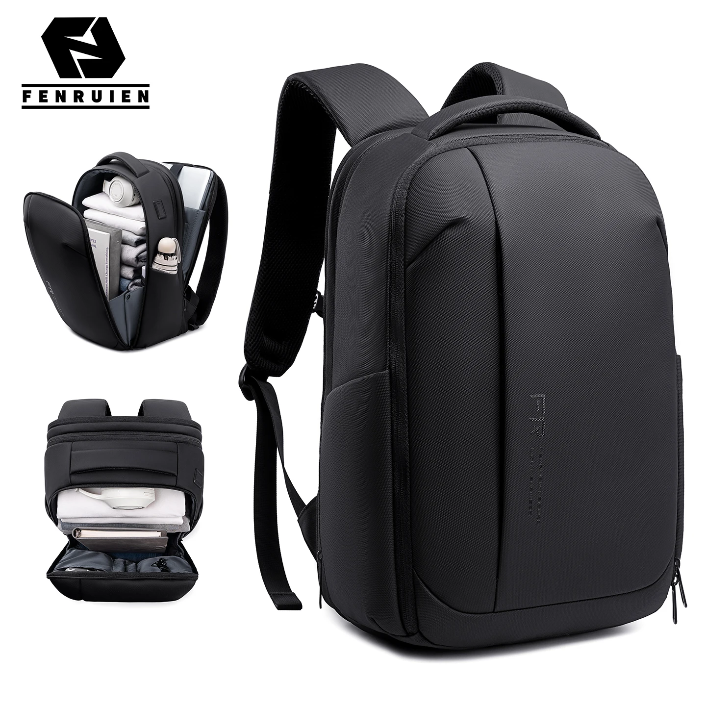 Fenruien 2026 Neuer Multifunktions-Rucksack Notebook-Rucksack Schwarz für Herren USB-Ladefunktion Geschäftsreise Wasserdichter Großer Rucksack