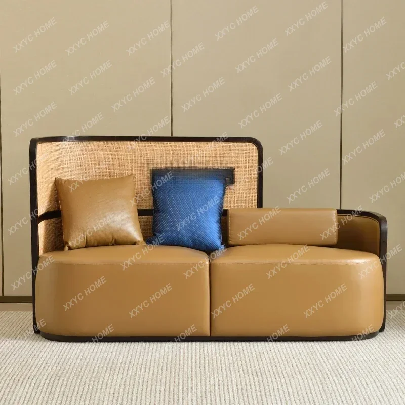 

A New Arrivals D06 Concubine recliner leather sofa new Chinese solid wood single collapsed rattan retro homesta bedroom Taifei