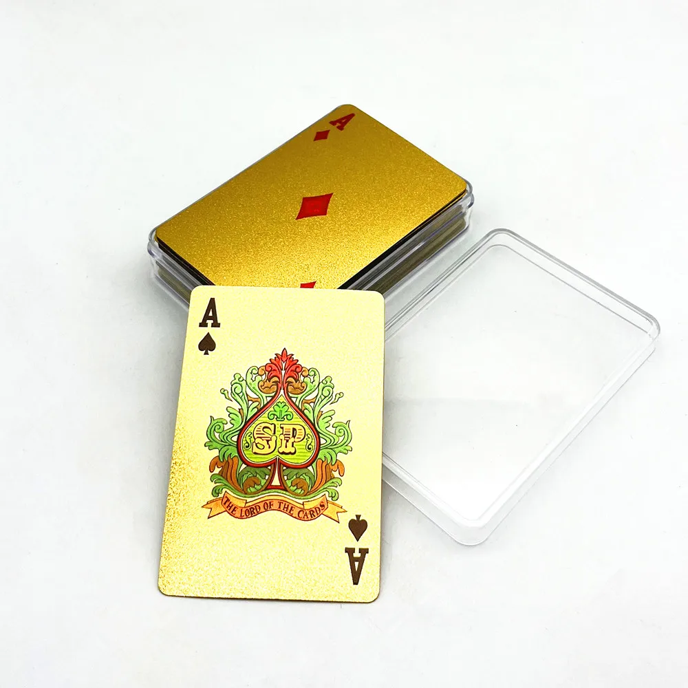 1 Deck Plastic Poker Cards With Transparent Acrylic Box Rose Glod Silver Playing Cards Board Game Family Home Gift