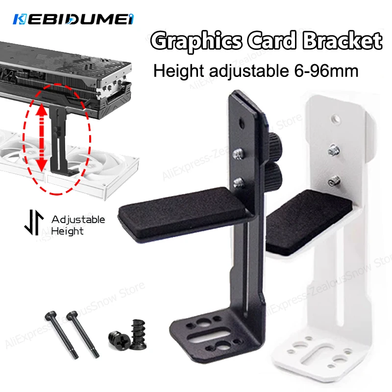 Support de carte graphique KEBIDUMEI 6-96mm, support métallique pour ventilateur de châssis, évite le desserrage, support réglable pour carte vidéo GPU d'ordinateur