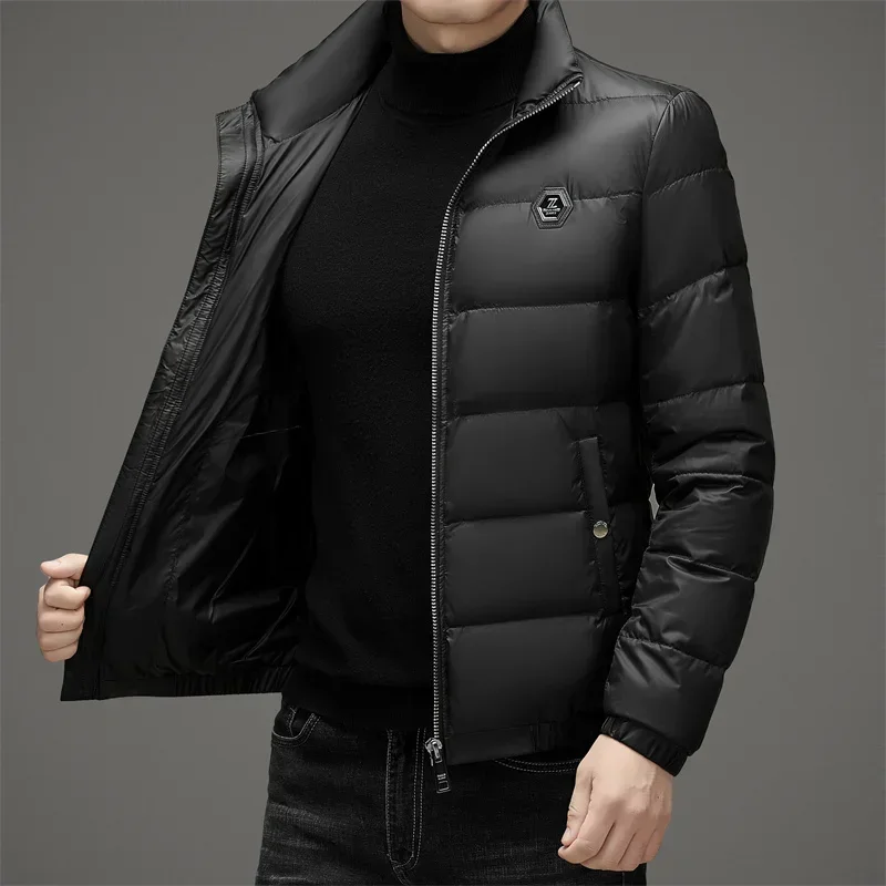 YEAE Stand Collar Down Jacket Men\'s Winter Jacket New Thin Short White Duck Down Men\'s Coat Clothing