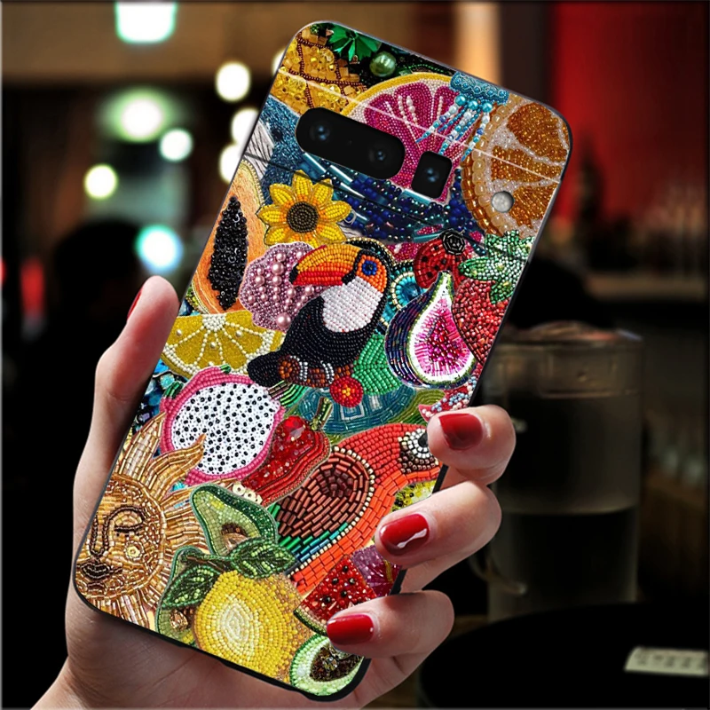 حافظة لهاتف جوجل بيكسل 10 9 برو XL 9A 8 7 6 برو بيكسل 8A 7A 6A بكسل 8 7 6 5 كواكب الفاكهة المطرزة حيوان المحيط