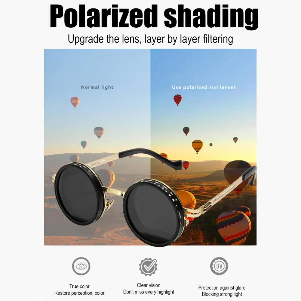 

Men Round Sunglasses Modern Design Sunglasses Stylish Round Sunglasses with Black Finish Nd Filters Polarized for Uv for Men