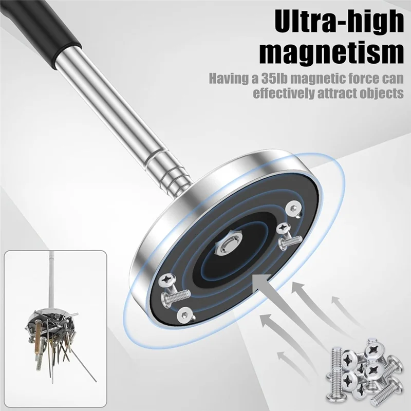 A93E-35LB 마그네틱 스위퍼 텔레스코픽 픽업 도구 나사 부품 파인더 접이식 핸들 8.3 To33 인치 픽업 네일 스크류