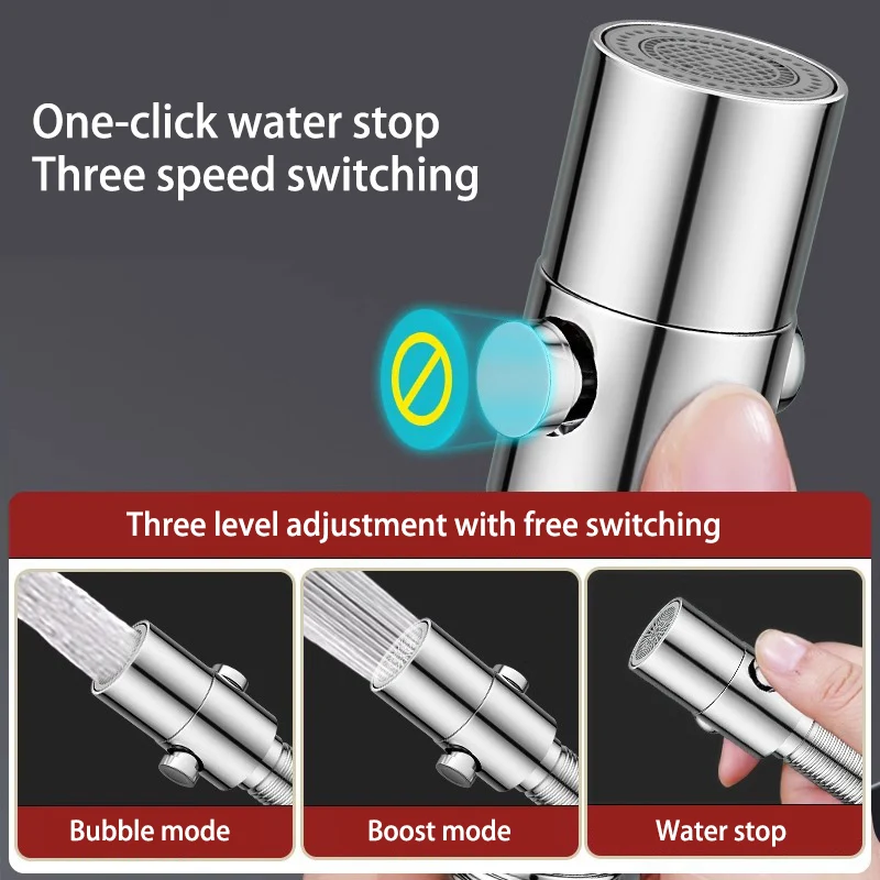 Stainless Steel One-click Water-stop Faucet Extender Anti-splash Universal Rotary Joint Balcony Extension Water Pipe