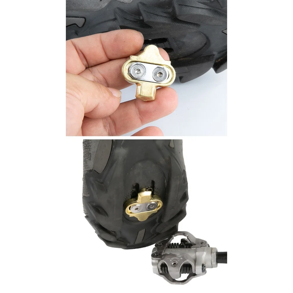 Brass Alloy For SPD Cleats for Mountain Biking One Way Release Design Gold Color Fits For SPD Pedals Package Includes Kit