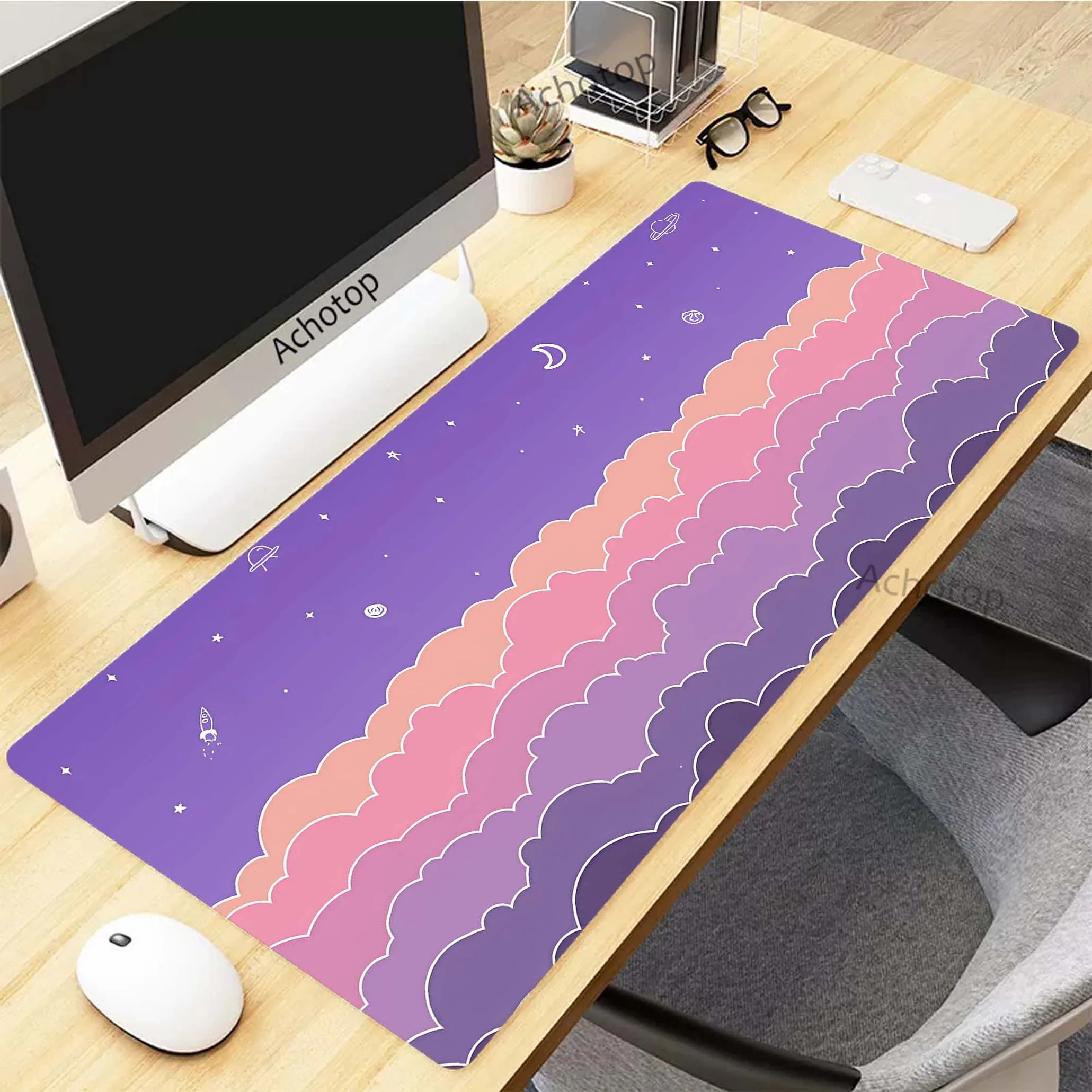 

Kawaii Pink Sky Cloud Mouse Pad Gaming Setup Accessories Mousepad XXL Desk Mat Locking Edge Mouse Pads Anti-slip Keyboard Mat