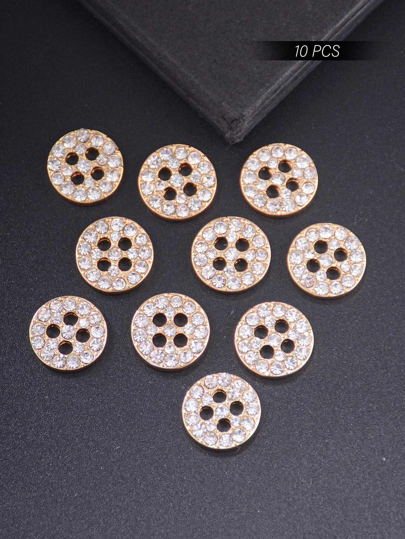 10pcs/Pack 11mm Cute Delicate Shiny Rhinestone 4 Holes Flatback Buttons For Coat Suits Sweater Dress Cuffs Sewing DIY Accessory