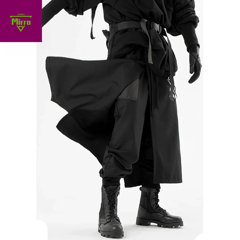 

【Mirrordust】Tactical Skirt Pants Techwear Men's Fashion Gothic Streetwear Baggy Cargo Pants Joggers Black Loose Sweatpants