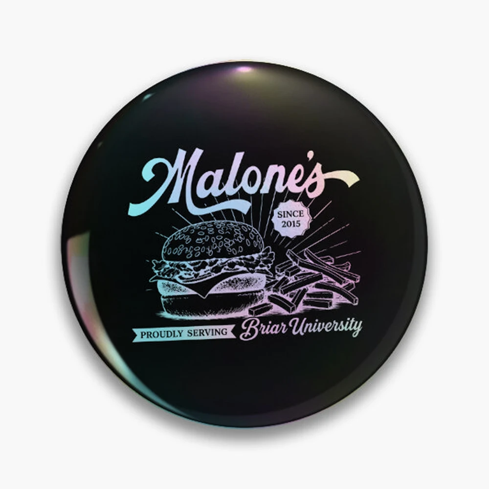 Off Campus - Malone's Diner, Retro Burger Restaurant, Briar University, Hockey Romance Pin Holographic Star Heart Pin Brooches L