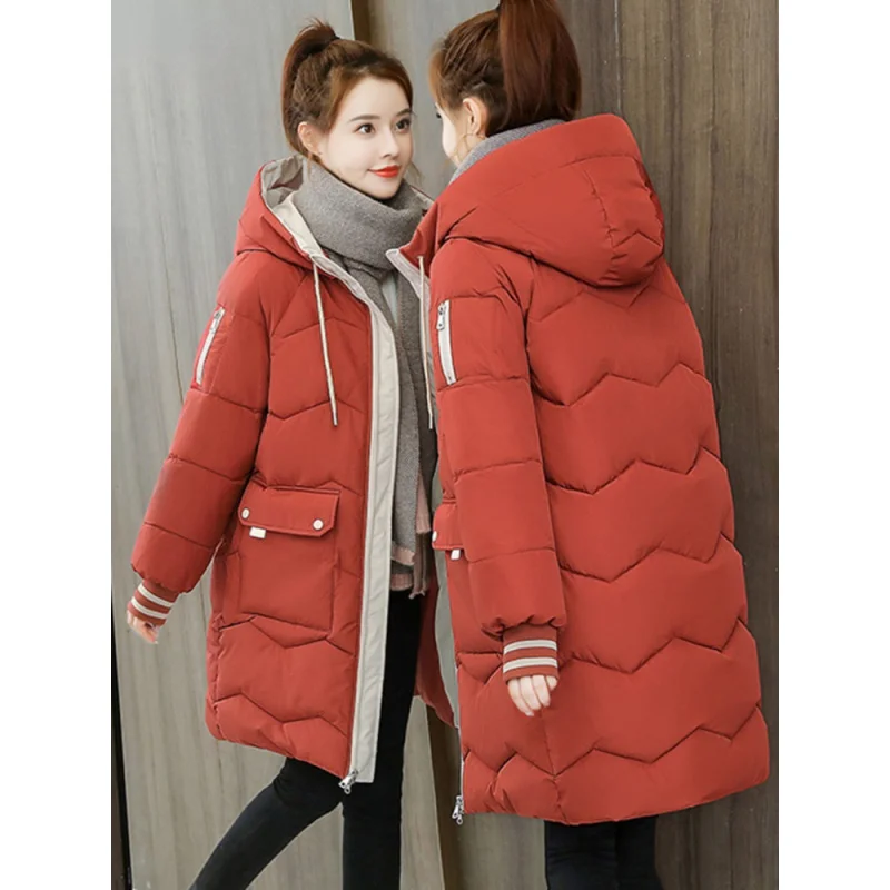 Custom Winter Women Jacket Coats Long Parkas Female Down Cotton Hooded Overcoat Thick Warm Jackets Windproof Casual Student Coat