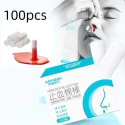 100Pcs Medical Nose Blood Stop Child Nose Bleeding Runny Nose Spray Cotton Roll Nasal Cavity Packing Haemostasis Accessories