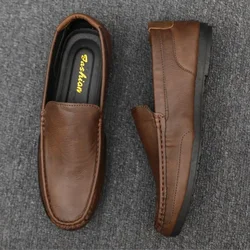 Leather Casual Brown Social Shoe Male Round Toe Men's Formal Shoes Black Cheap Clearance Suit 2025 Trend High Quality Fashion 39