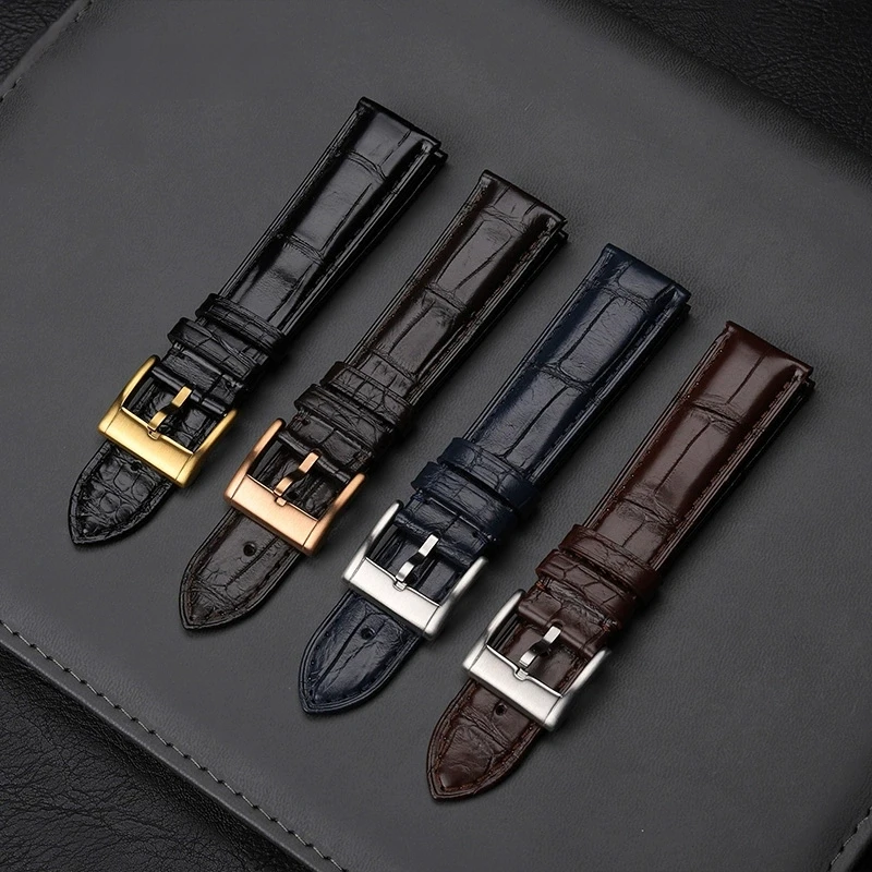 High quality Crocodile Skin WatchBand 20mm 22mm Men Watch Strap For Hamilton strap Khaki Field Knight Genuine Leather Bracelet