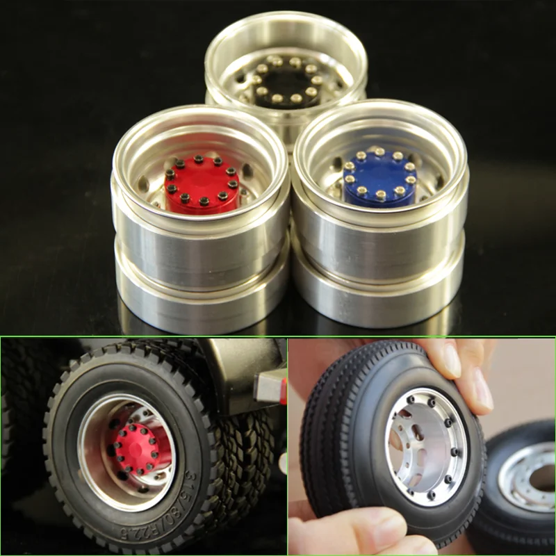 

1:14th Scale Metal Rear Double Wheels Tire Locking Hub for Tamiya RC Truck SCANIA 770S R620 VOLVO BENZ Arocs MAN TGX Car