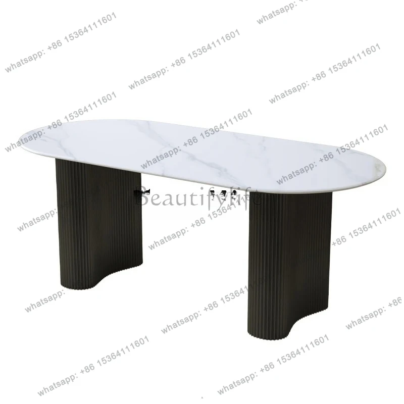 microcrystalline rock slab dining table household living room new light luxury modern simple special-shaped table