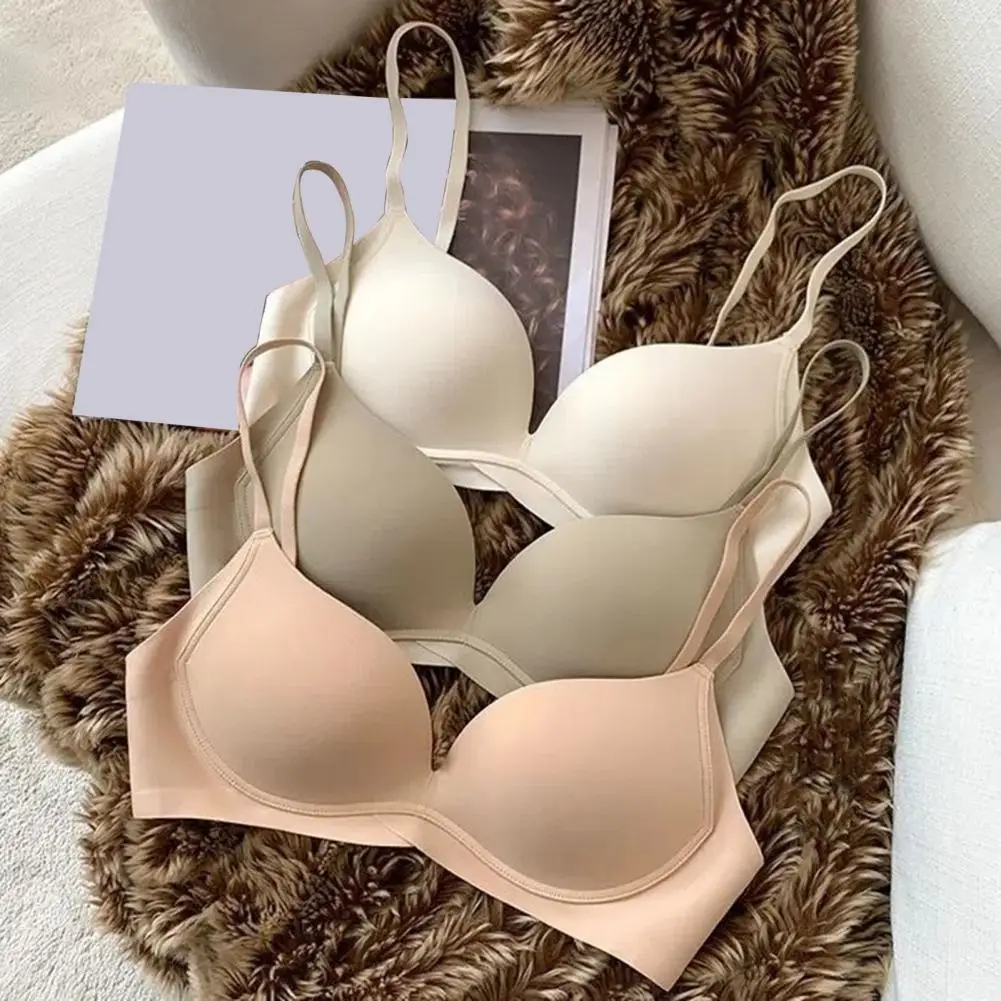 

Women Bra Push Up Padded Solid Color Anti-sagging Wireless Seamless Soft Breathable Back Closure Sport Brassiere Lady Underwear