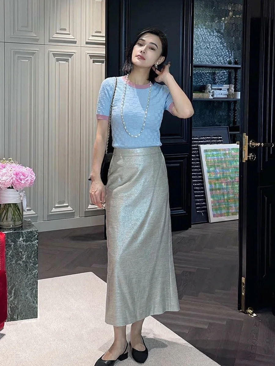

Elegant Short Sleeve Knitted Top by Yuan Yiling Fabric Beauty Silk Spring Summer 2026 Collection