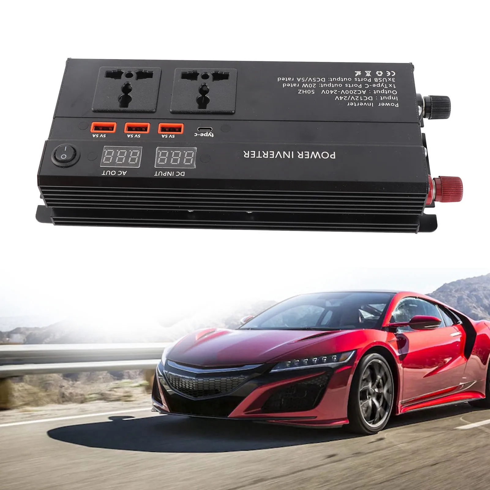 

Modified Sine Wave Power Inverter 4000W 12/24V to AC 220V LCD Display Car Modified Sine Power Inverter Converter Car