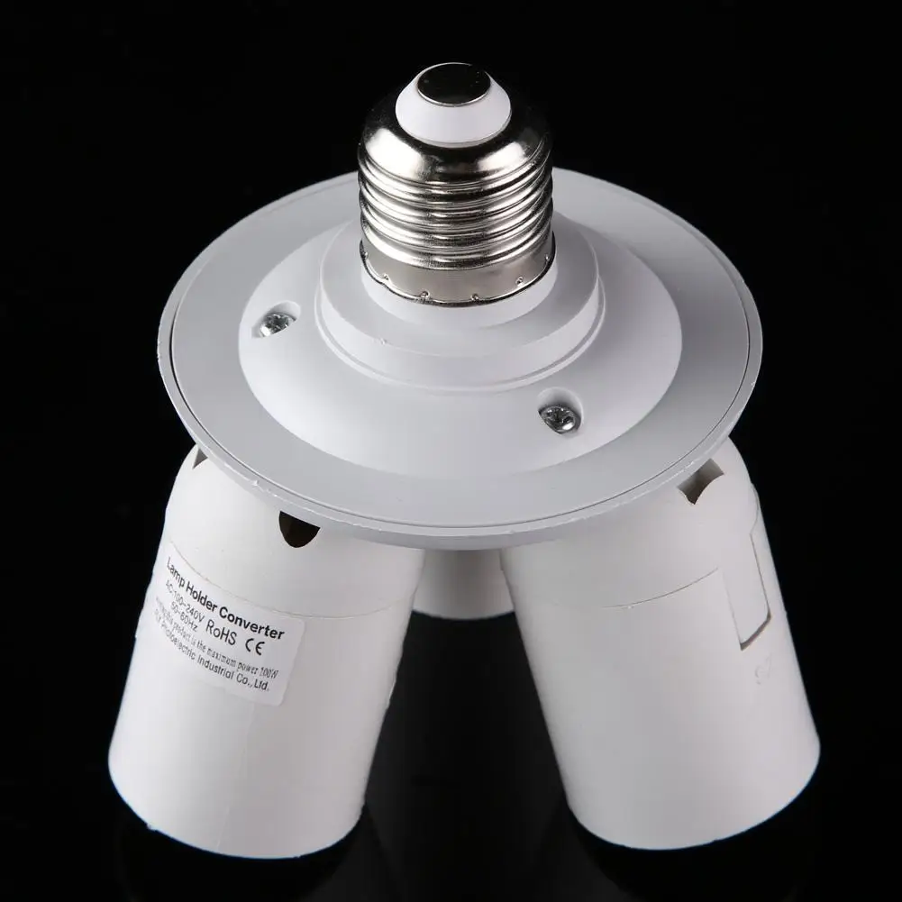 

E27 Splitter 3/4 Head Lamp Base LED Light Adapter Lamp Bulb Holder Converter Professional Lighting Parts White