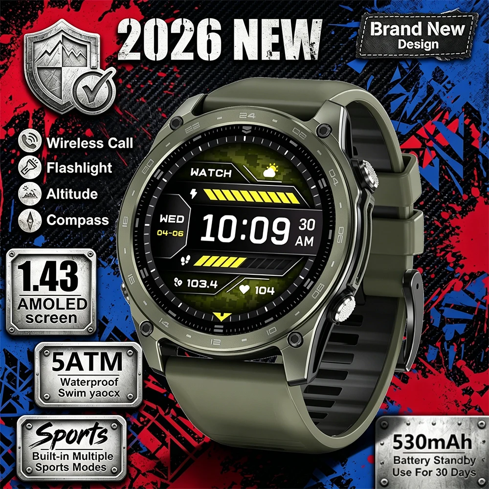 Men's Smart Watch with 1.43-inch Display, Waterproof