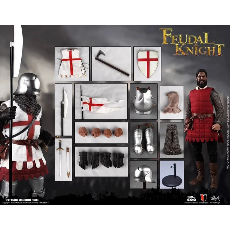 COOMODEL-British Feudal Knights Conjunto Completo Action Figure, Modelo Soldado Masculino, Coleção Brinquedos Boneca, Presentes para Fãs, SE065, Escala 1:6, 12"