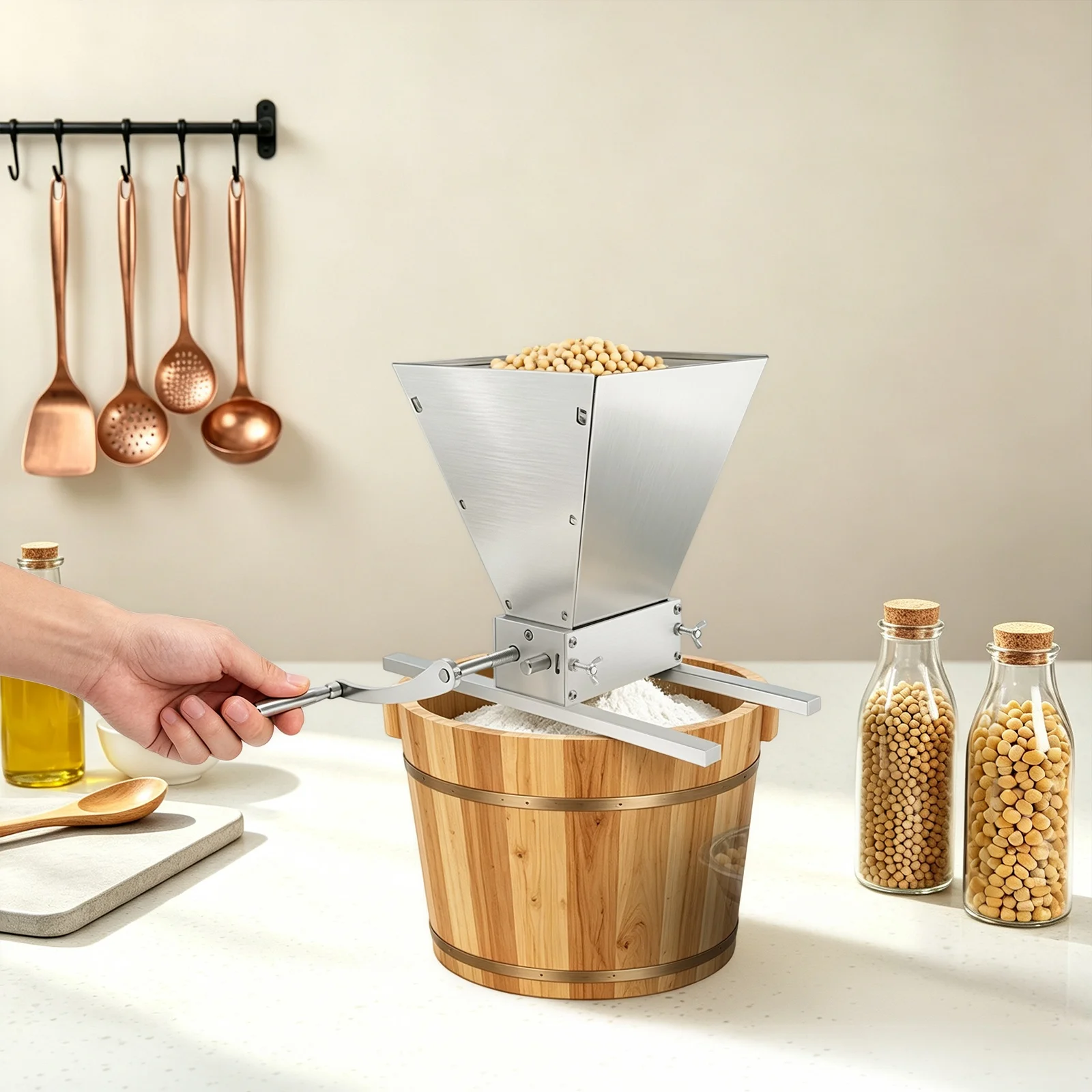 Grain Mill Grain Mill Grinder Grain Mill Crusher Manual & Electric Drill Driven Grain Crusher Large Capacity Hopper Adjustable Grinding Gap Easy Assembly Energy Saving Grain Milling Equipment For Household Use