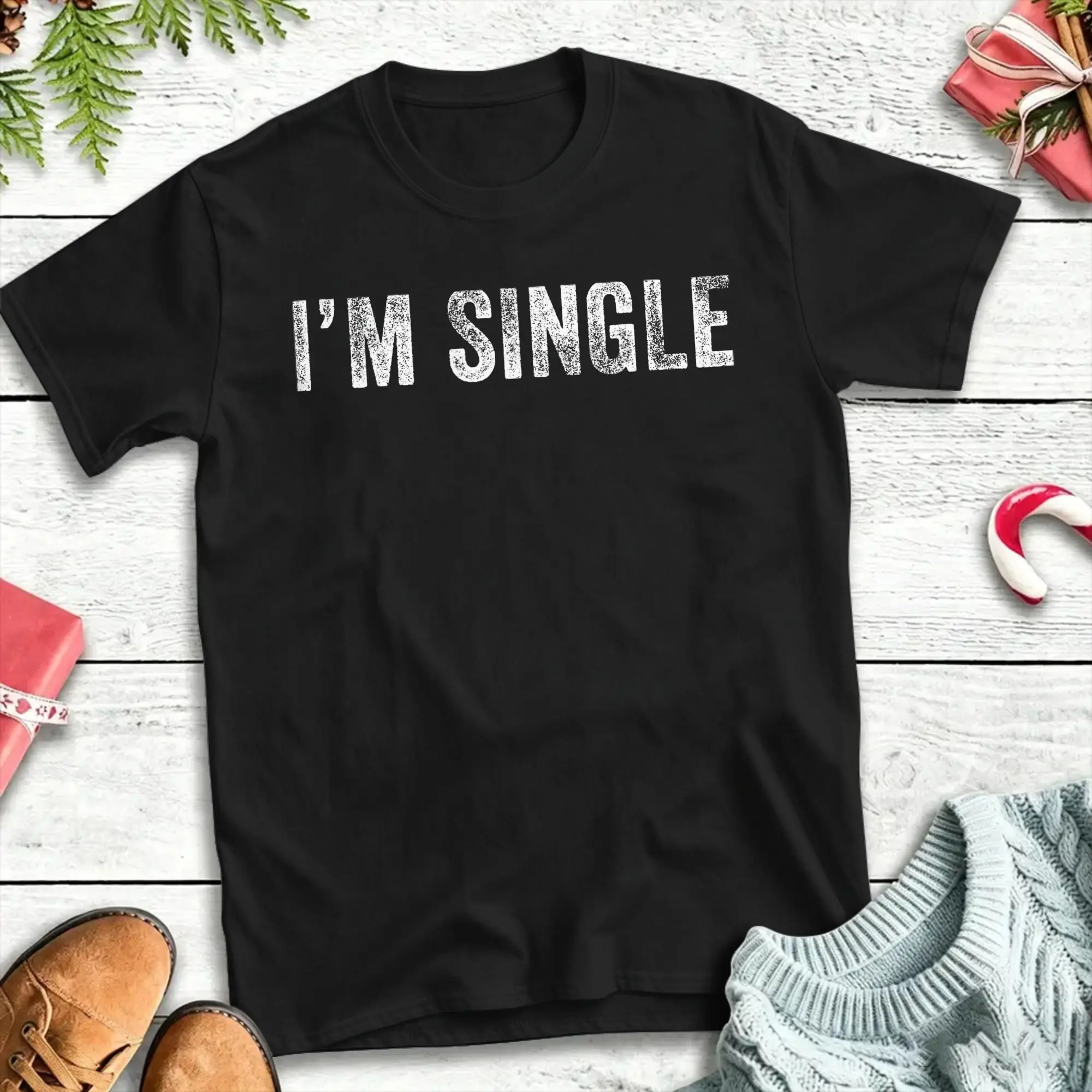 Men's I am Single Funny T Shirts  Cotton Tops Summer Y2K Funny Short Sleeve T Shirt O Neck Popular Pattern Tshirt