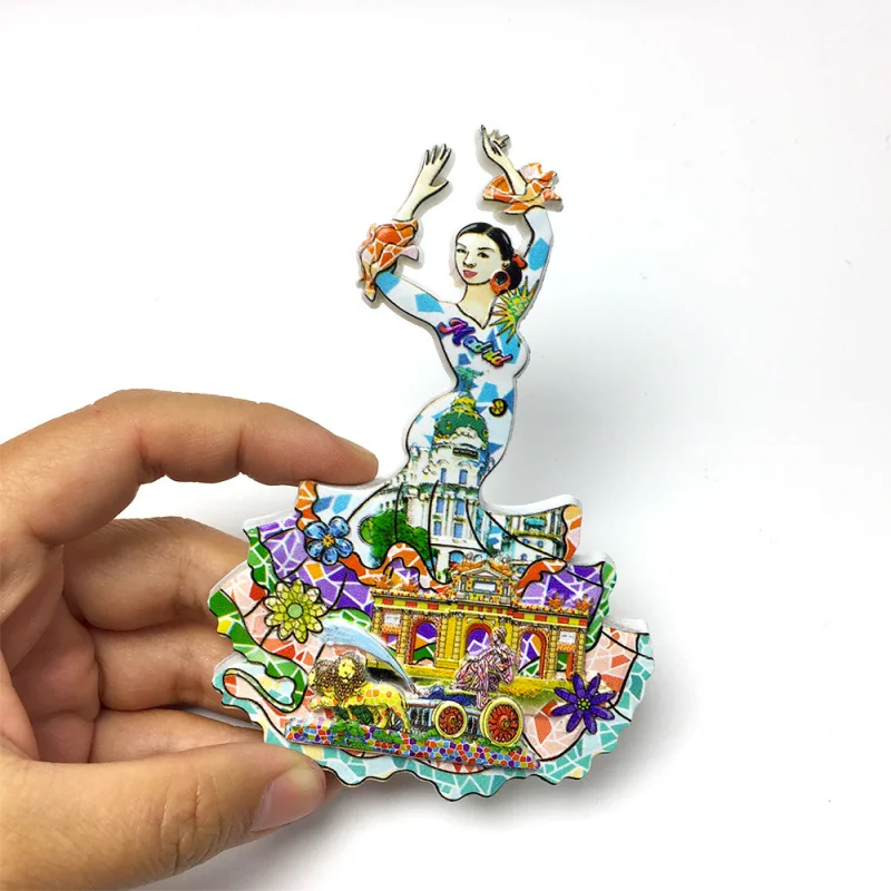 

Malaga, Spain, Dancing Girl Cultural and Creative Magnetic Fridge Magnet 3d Exquisite Seamless Travel Souvenirs Home Decorations
