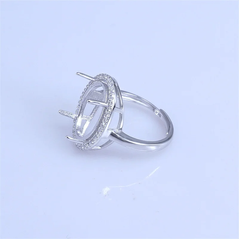 Setting 9*11/11*13/12*16/13*18mm Gemstone S925 Sterling Silver Luxurious Ring Empty DIY for Women Fine Fashion Charm Jewelry