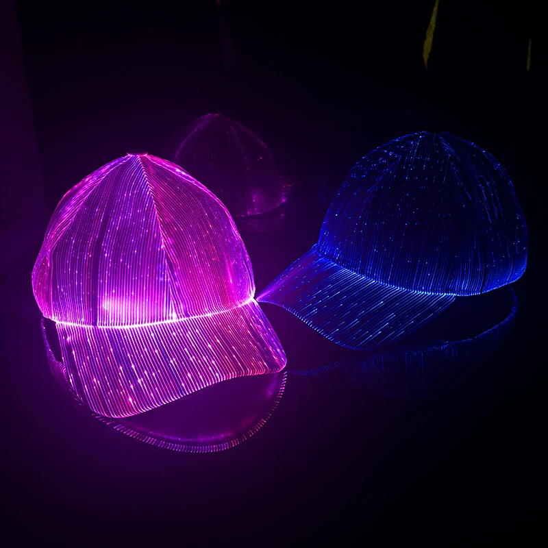 

Fiber Optic 7colors Luminous LED Baseball Cap Light Up Hat Men Women Party Supplies Glow in Dark USB Charging Neon Hat Props