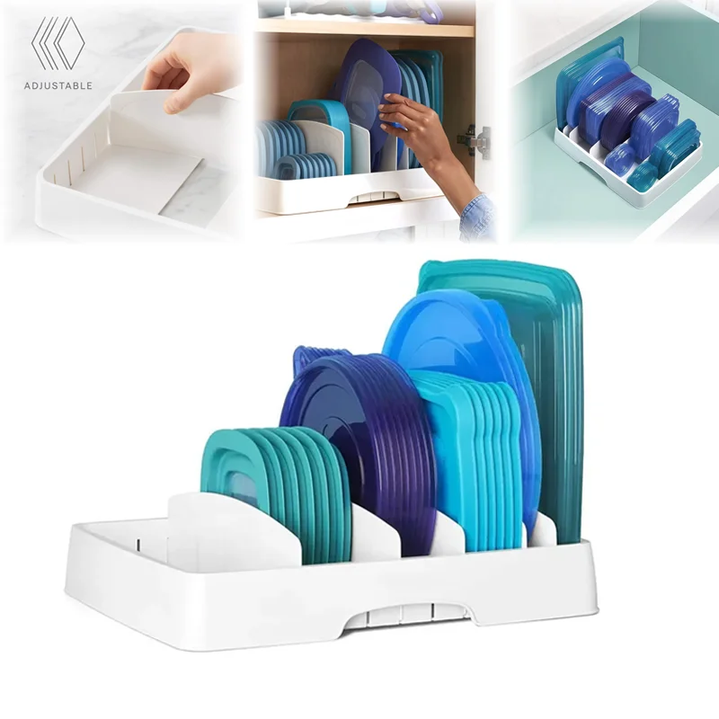 

Органайзер с крышкой контейнера для еды, регулируемые перегородки, крышки для хранения, кухонная застежка, закрытая крышка, органайзер для ящика, тарелка, чашки, подставка, стойка