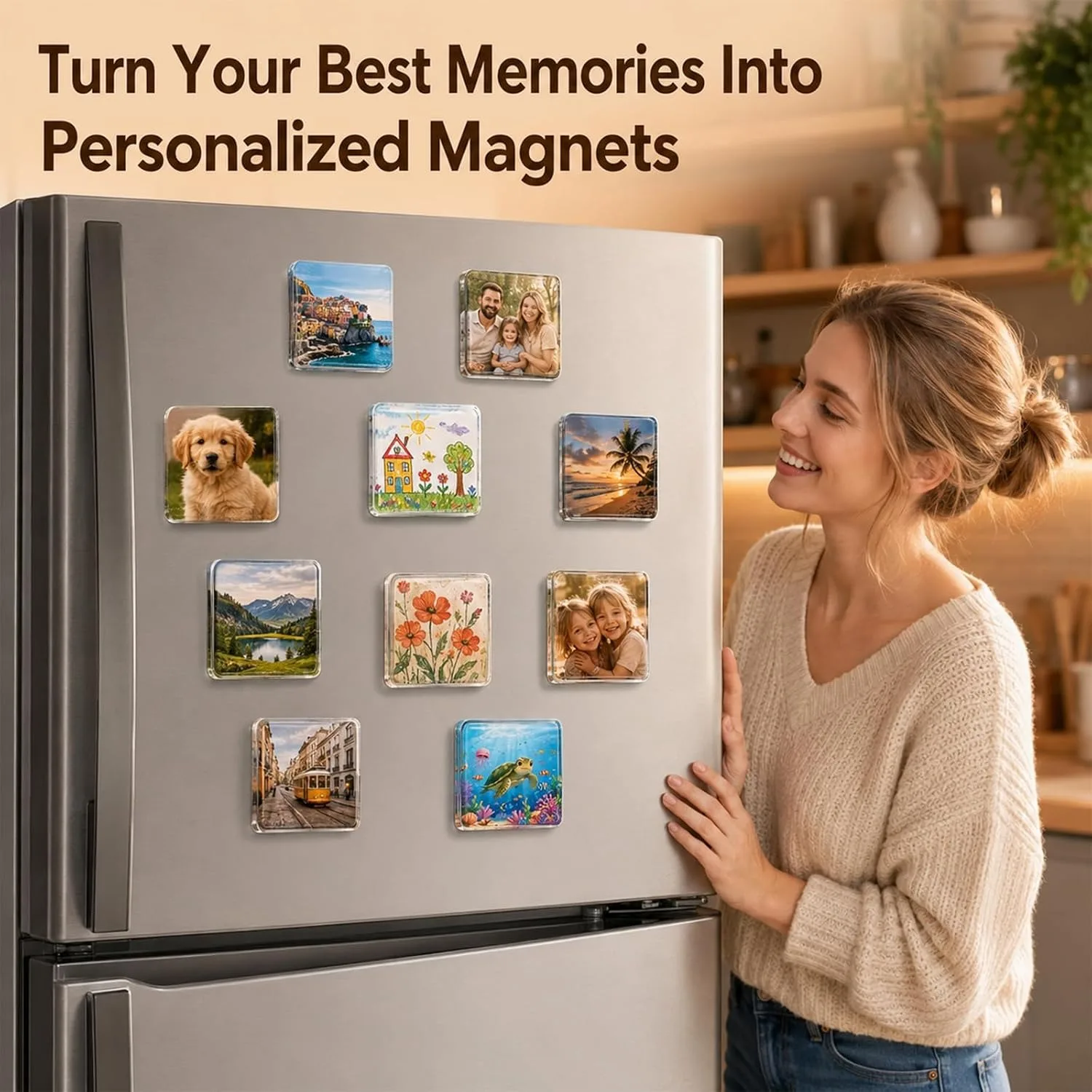 25 Sets Clear Acrylic Fridge Magnets DIY Square Photo Magnet Frames for DIY Fridge Whiteboard Cabinet Classroom & Office Decor