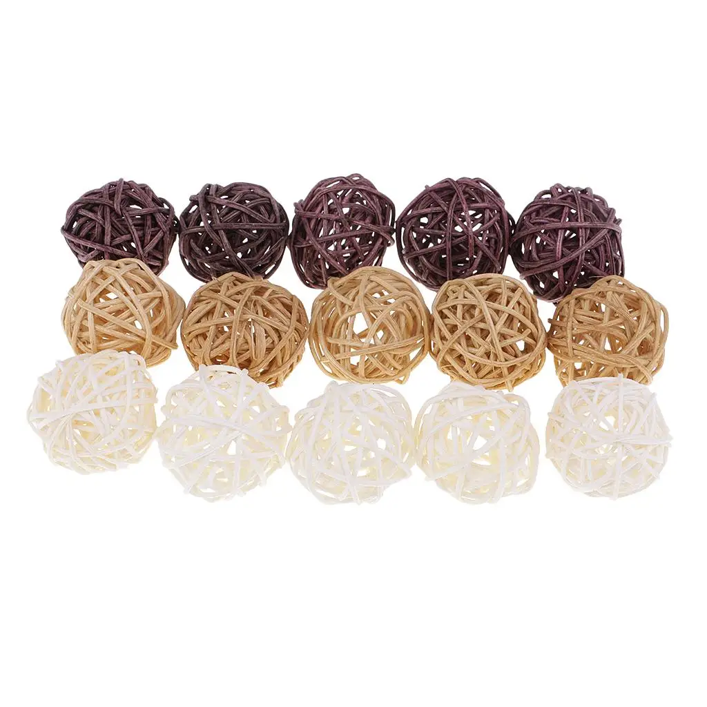 Rustic Wicker Rattan Ball Ornaments Table Decorations DIY Craft Supplies for Home Decorations Aesthetic