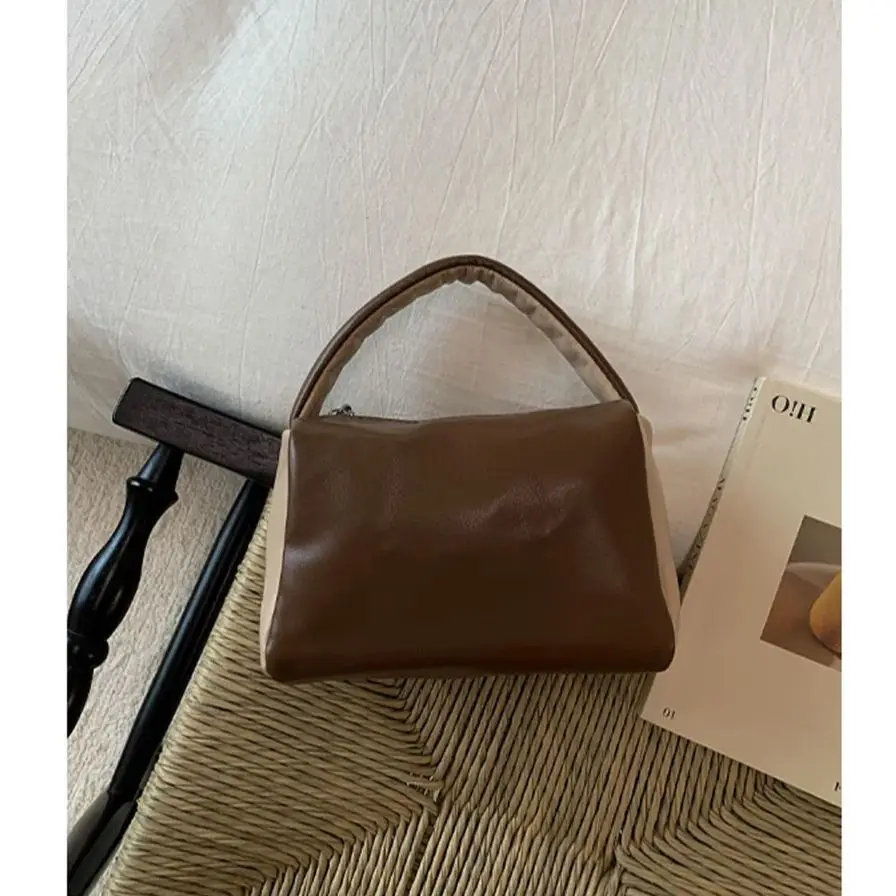 بولي PU كتلة اللون حقيبة يد المرأة 2025 جديد الخريف الشتاء الرجعية الدرجة العالية تنوعا انغلق حقيبة محمولة مربع الهاتف المحمول الحقيبة #4