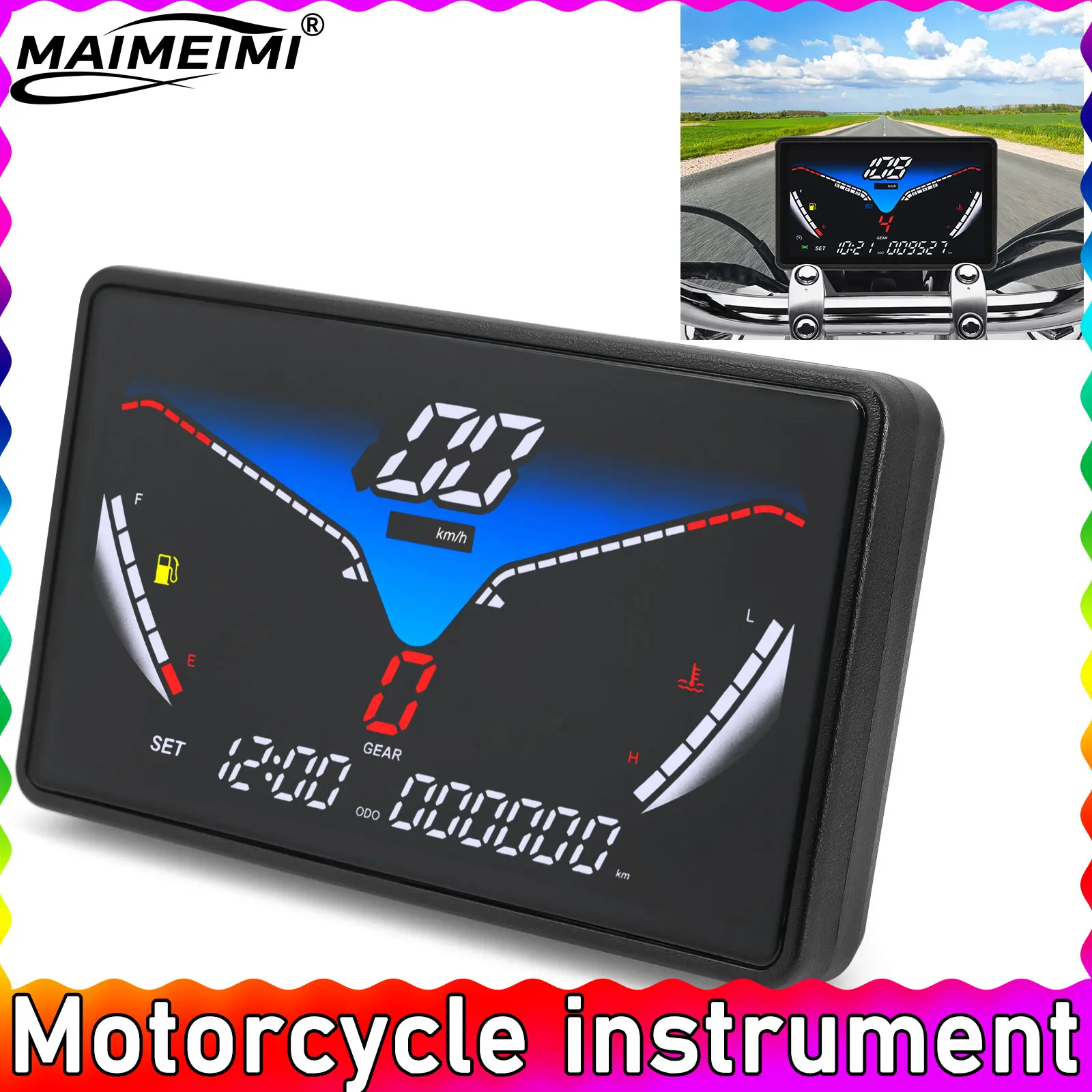 

Universal Motorcycle Meter GPS Speedometer Digital Odometer Instrument Multi-function Trip ODO Fuel Level Gauge Water Temp Meter