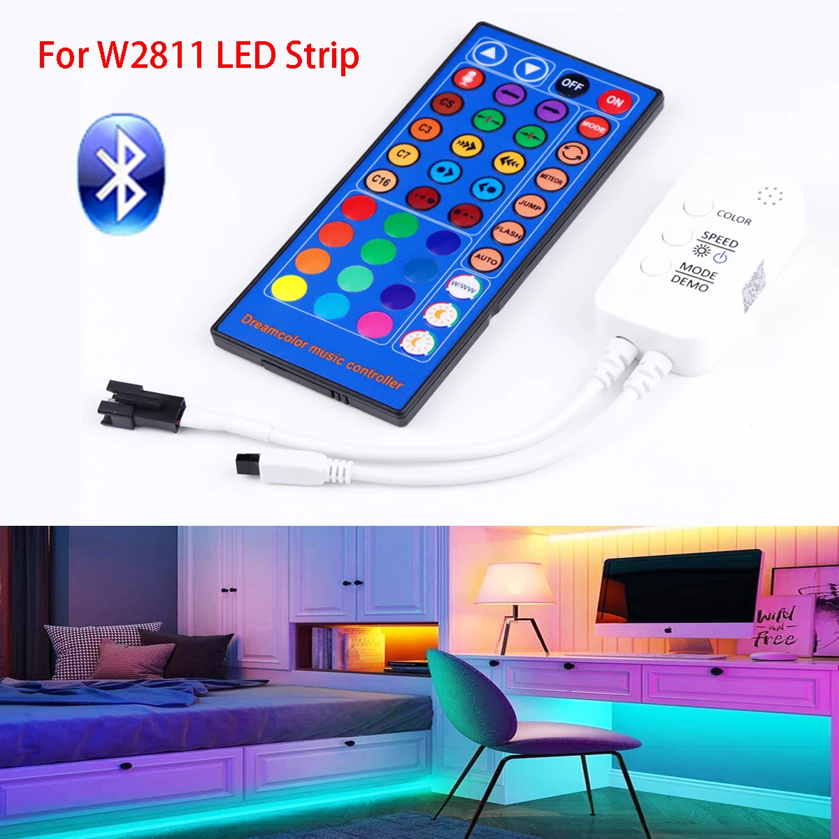 Bluetoot Smart APP RGB Led Controller,W2811 RGB LED Strip Controller,LED Lights Switch for 12V 5050/2835 COB LED Tape Neon Light