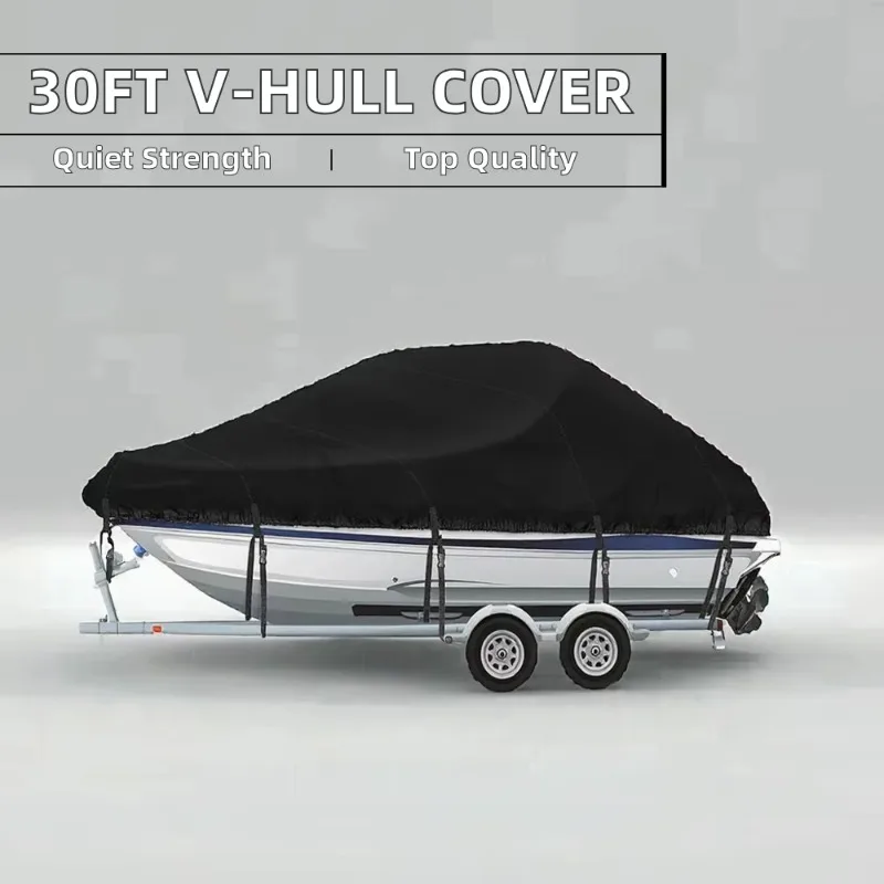 Reflective Boat Cover Yacht Outdoor Protection 11-19FT Waterproof Boat Cover Oxford Fabric Anti-smashing Tear Proof