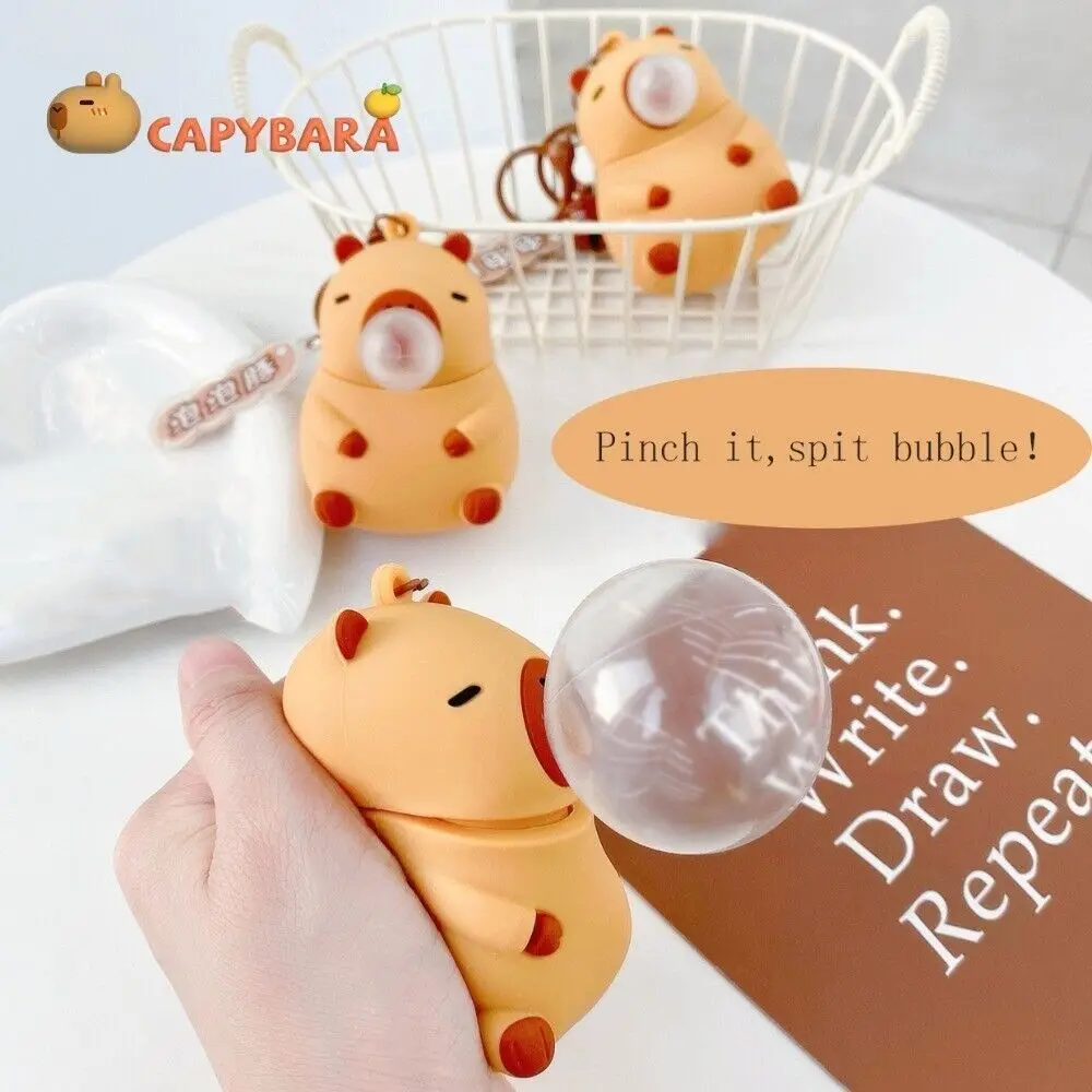 Squeeze Bubble Capybara Pendant Keyring Capybara Spitting Toys Bag Charm Car Keychain Gift