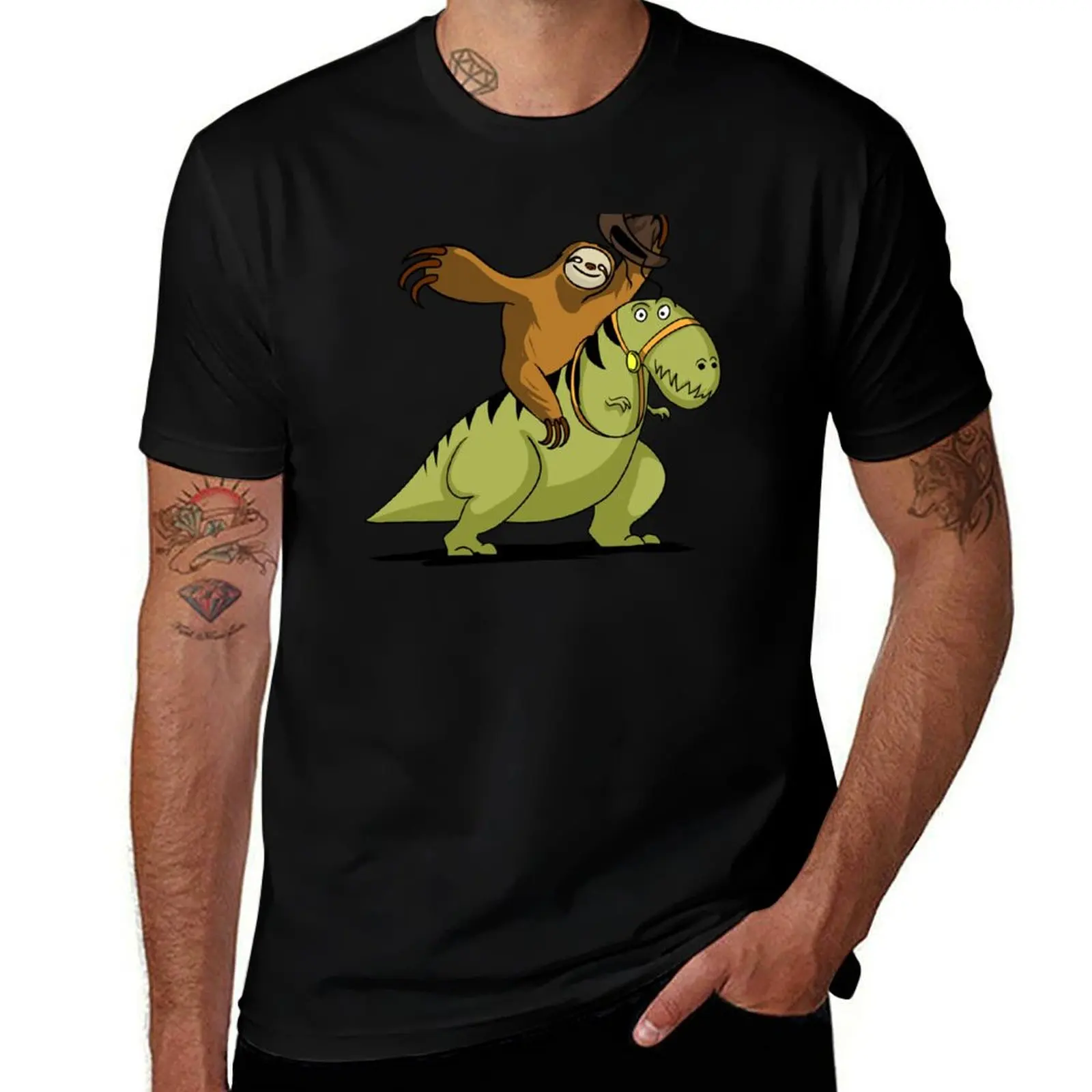 

Cowboy Sloth shirt T-Shirt for cotton T-Rex Dinosaur cotton t Riding percent t man shirt pack 100