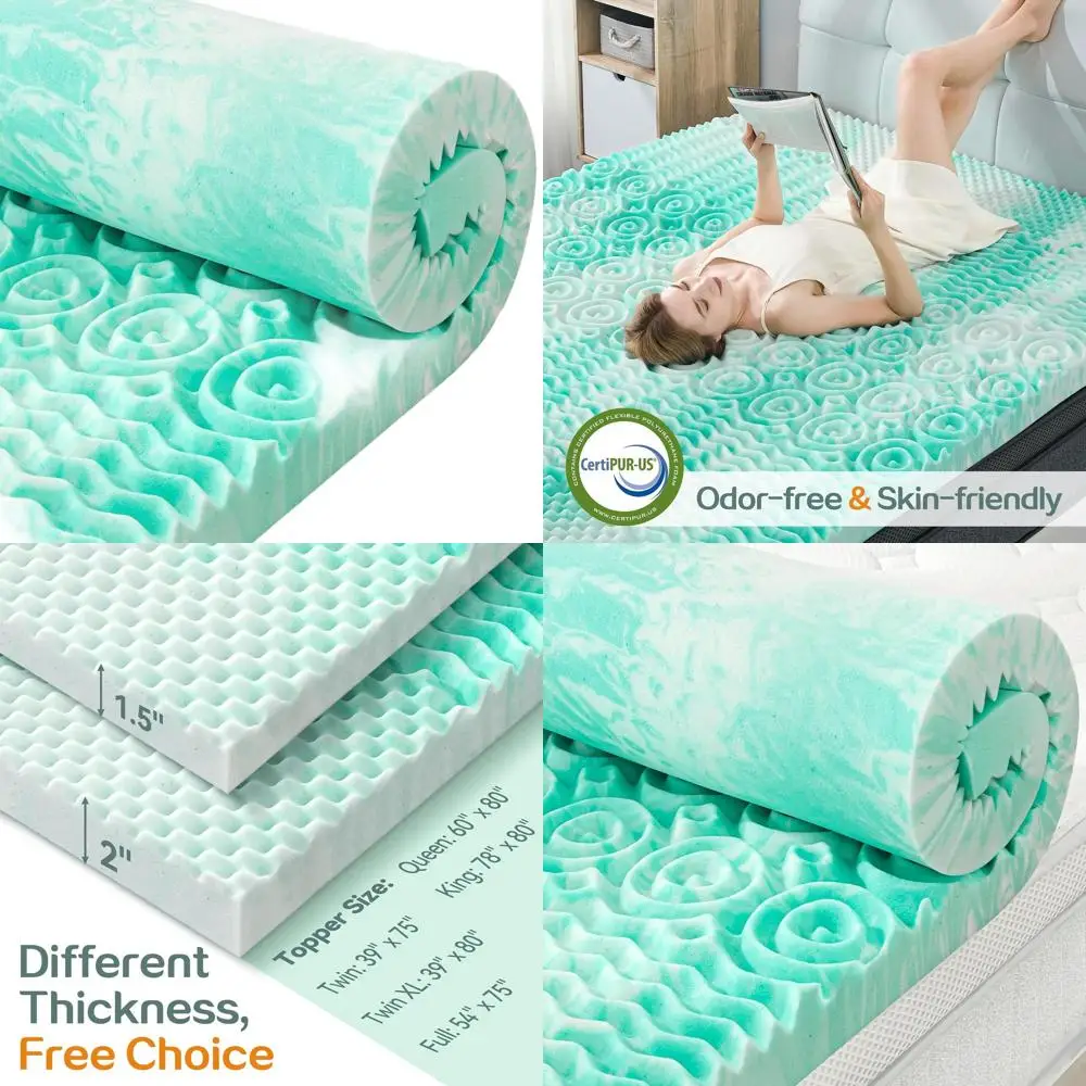 

Полноразмерный 2-дюймовый 5-зонный наматрасник из пены с эффектом памяти для снятия давления и комфорта, сертифицированный сертифицированный в США, зеленый цвет