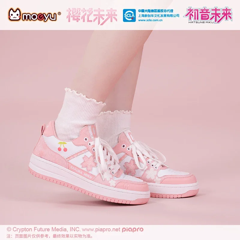 Zapatos originales Moeyu Sakura Miku para mujer y hombre, zapatos de Anime, zapatos planos de lona con cordones informales para mujer, zapatillas Vocaloid Hatstune 2023