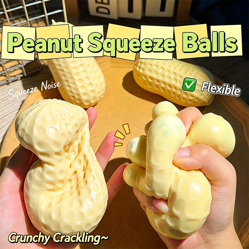 Knuspriges Erdnuss-Quetschspielzeug, weiches Erdnuss-Stressball-Spielzeug, ASMR Anti-Stress-Entspannung, Handentspannung, Geschenkspielzeug – Detail 1