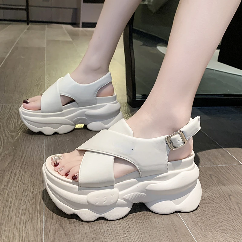 босоножки Sneakers Platform Sandals for Women 2023 Summer New Matsuke Sole Sandals Luxury Shoes for Women Versatile Roman Shoes