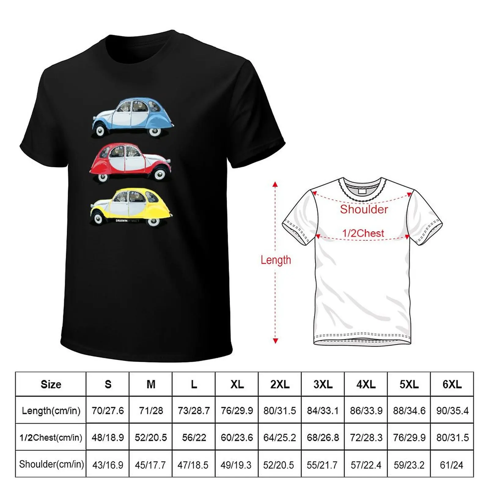 2CV Colourful Collection Drawing T-Shirt Lightweight Running Sports T-Shirt