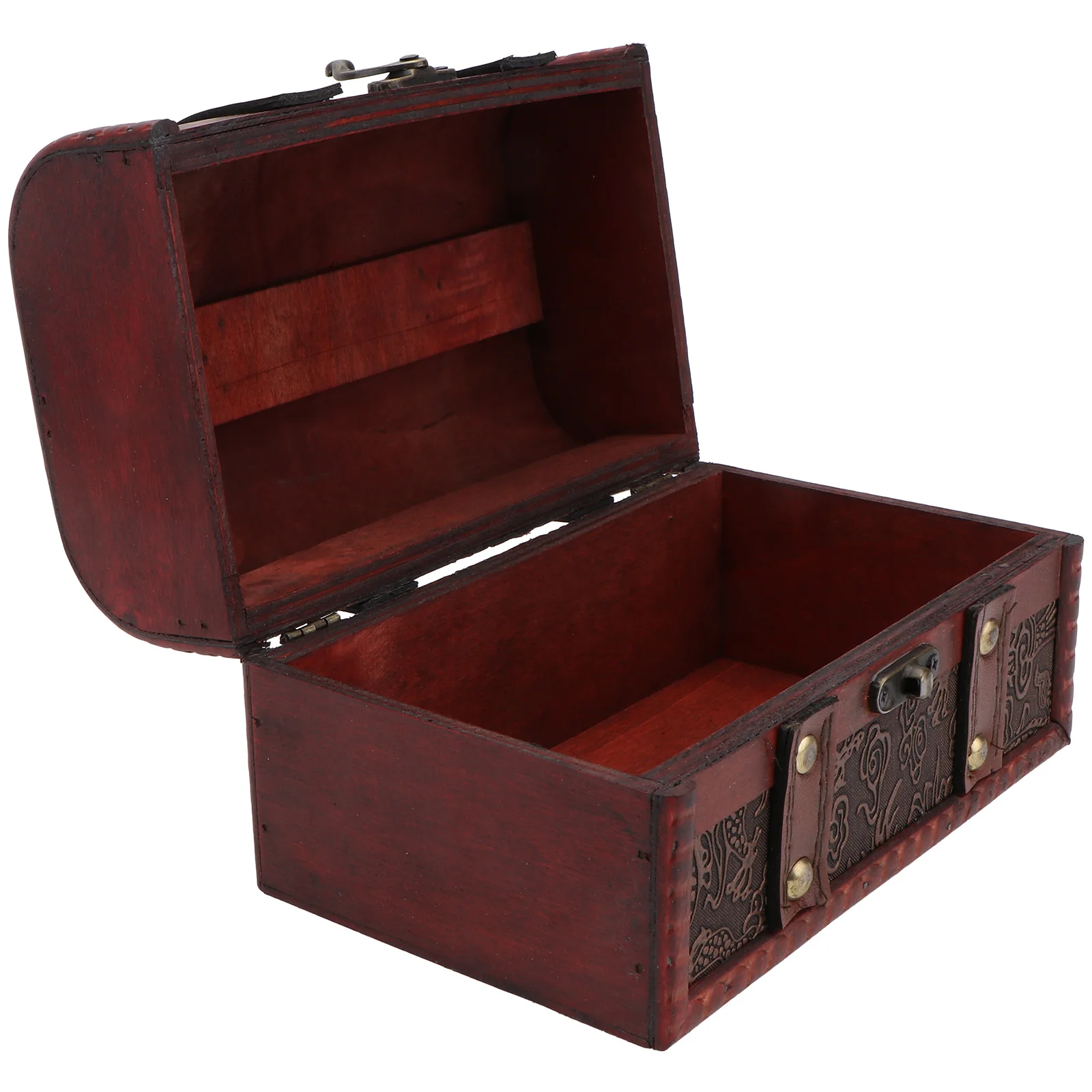 

1pc Wooden Jewelry Box Retro Storage Case Vintage Decorative Box For Bracelets Watches Brooches Dustproof Moisture-Proof