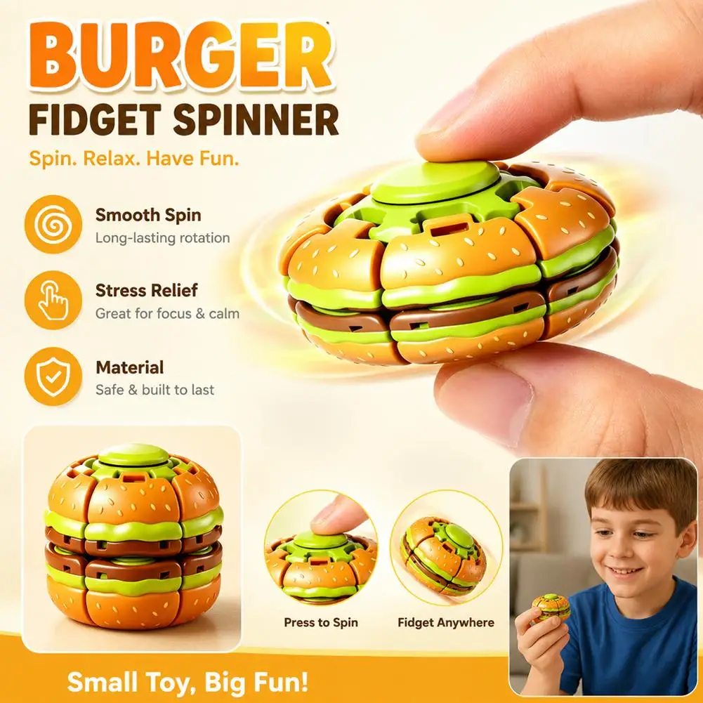 Press The Gyro Ball Decompression Toy The New and Strange Fingertip Gyro Tide Play Cross-border Burger Spinning Ball view 2