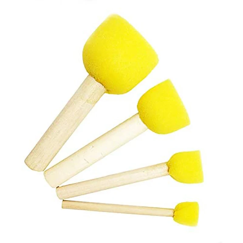 Round Paint Sponge Brush Set para crianças, artesanato, 60 pcs